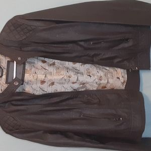 Leather Jacket with retro pattern inside